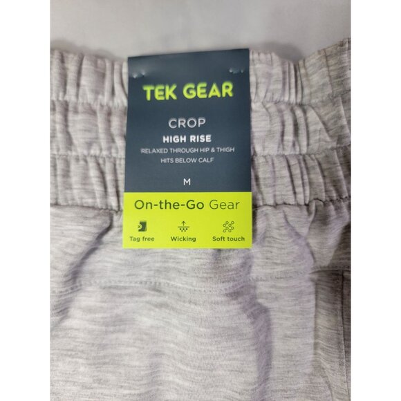 Tek Gear Crop Pants Womens M High Waist French Terry Light Gray Blend NWT - Picture 6 of 7